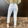 Lightwash Straight Distressed Leg Risen Jeans9