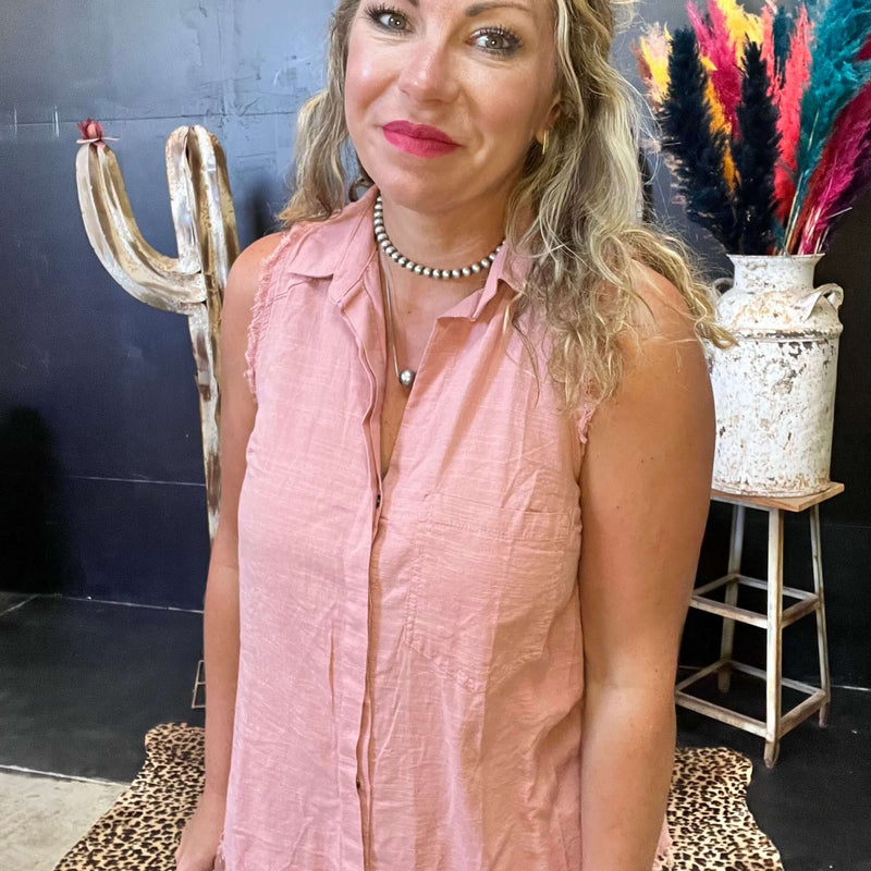 Mauve Sleeveless Button down Umgee Top5