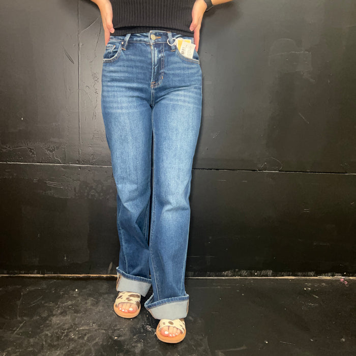 Medium Wash High-Rise Straight Risen Jeans