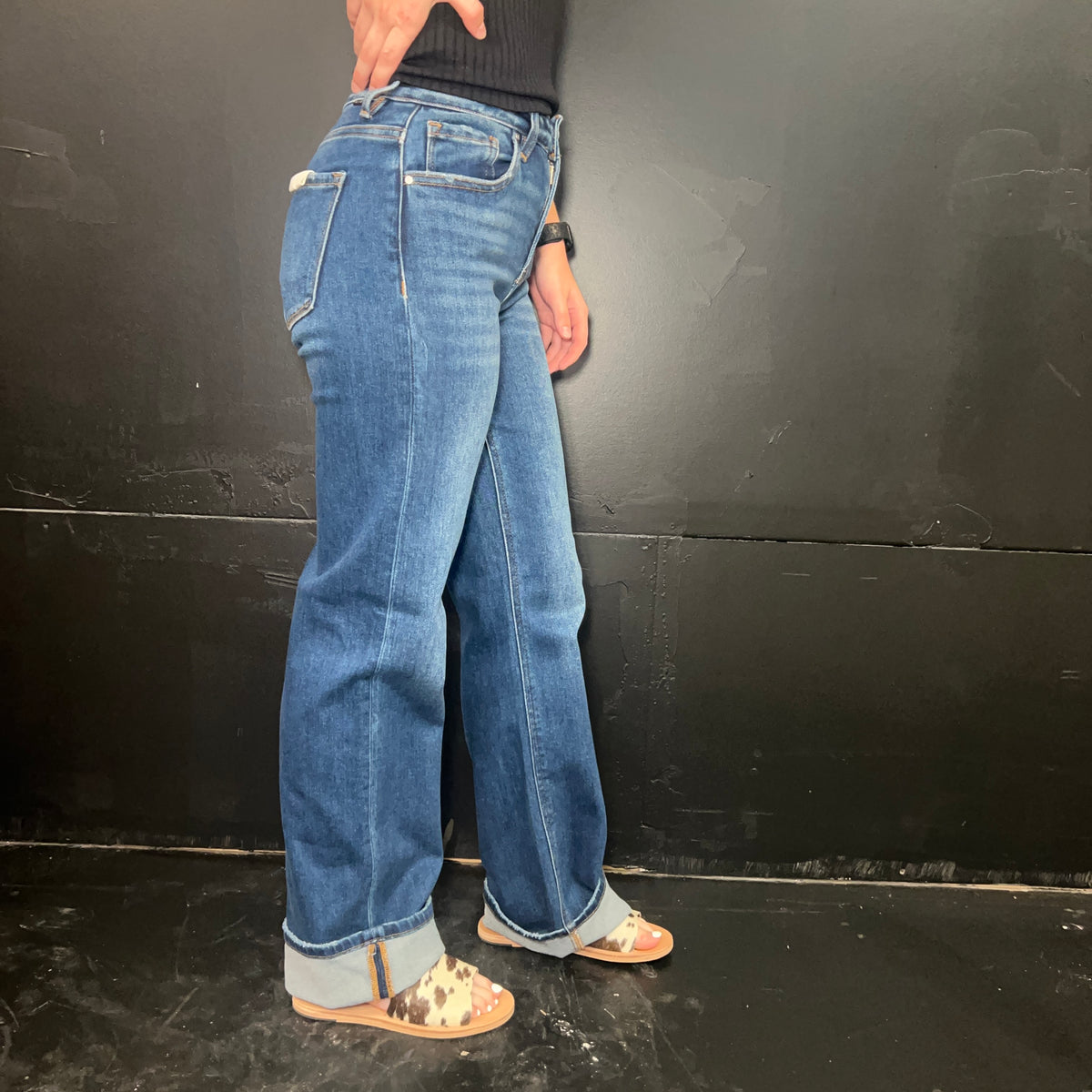 Medium Wash High-Rise Straight Risen Jeans1