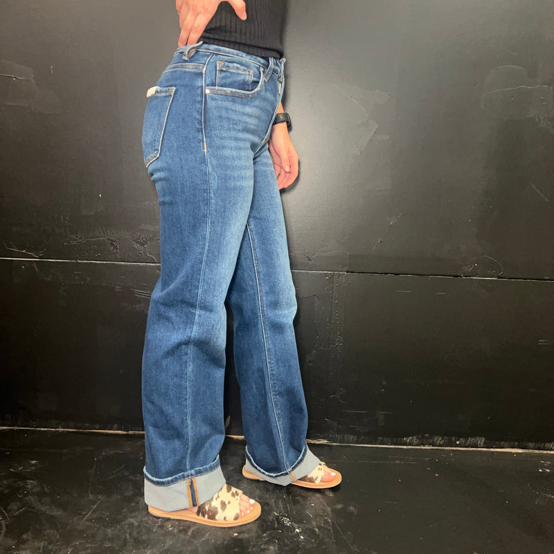 Medium Wash High-Rise Straight Risen Jeans1