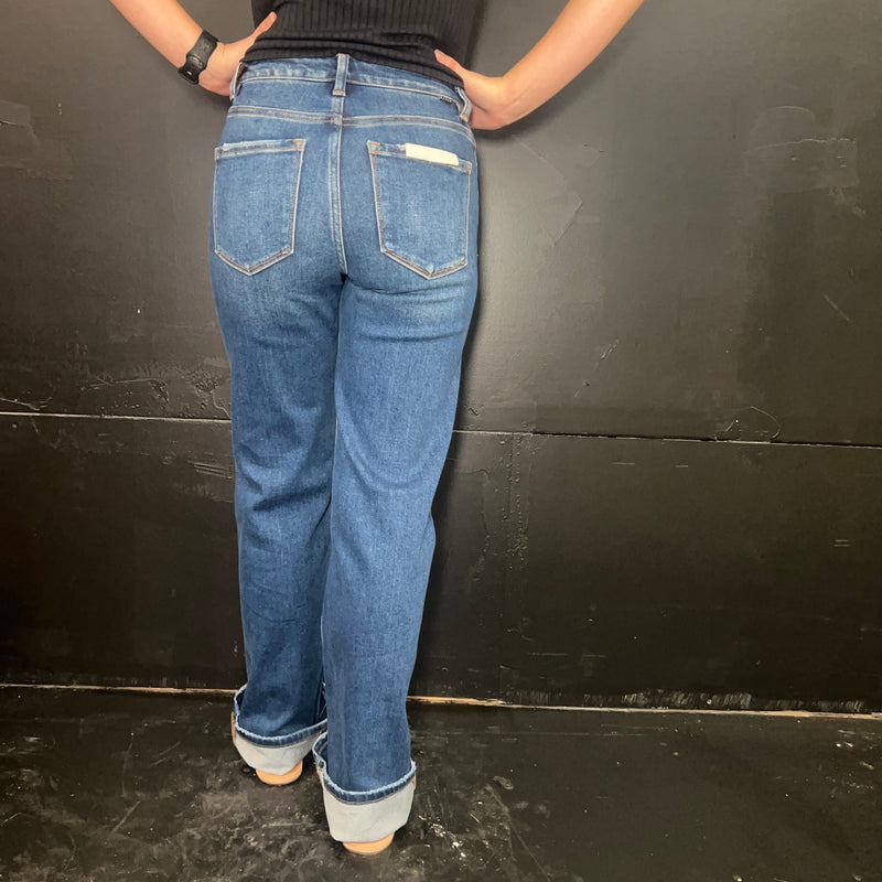 Medium Wash High-Rise Straight Risen Jeans5
