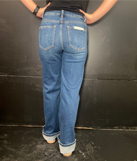 Medium Wash High-Rise Straight Risen Jeans77