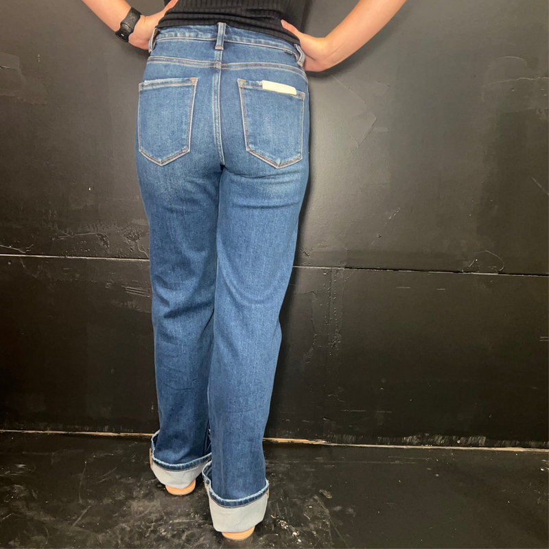 Medium Wash High-Rise Straight Risen Jeans9