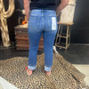 Medium Wash No Hole Risen Straight Cuffed Perfect Jeans999