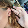 Mini Green Iridescent Opal Square Stud Genuine Earring.