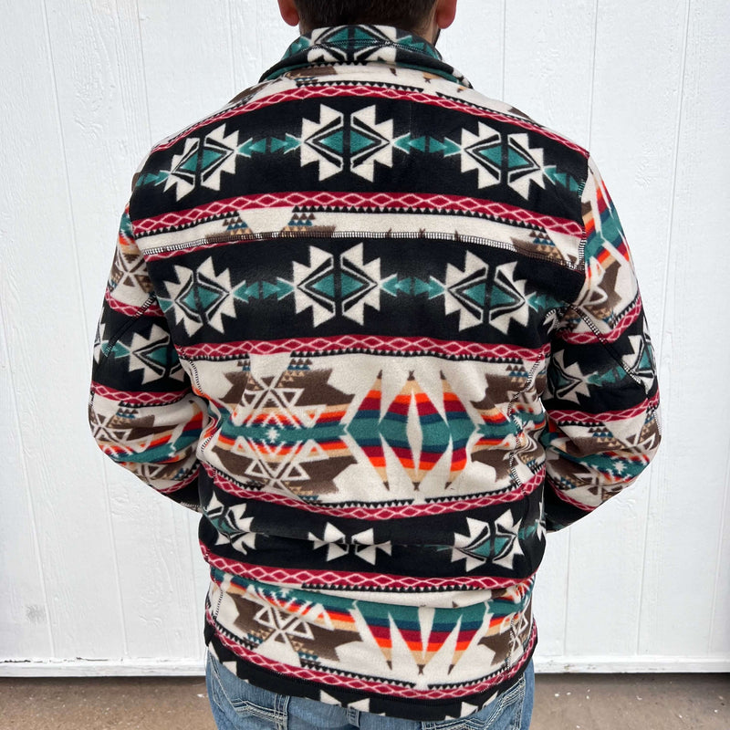 Natural Powder River Aztec Printed Fleece Pullover 1