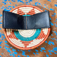 Natural and Black Tooled Bi-fold Leather Wallet/Clip 1
