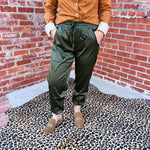 Olive Cargo Satin Joggers | X-Small5