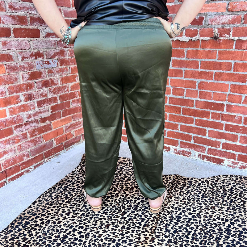 Olive Cargo Satin Joggers | X-Small78
