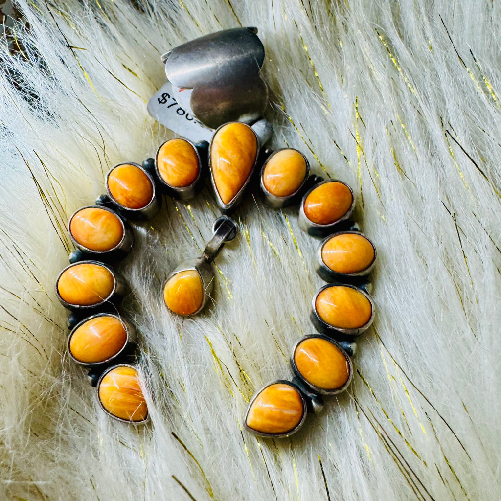Orange Spiny Naja Genuine Necklace Pendant1