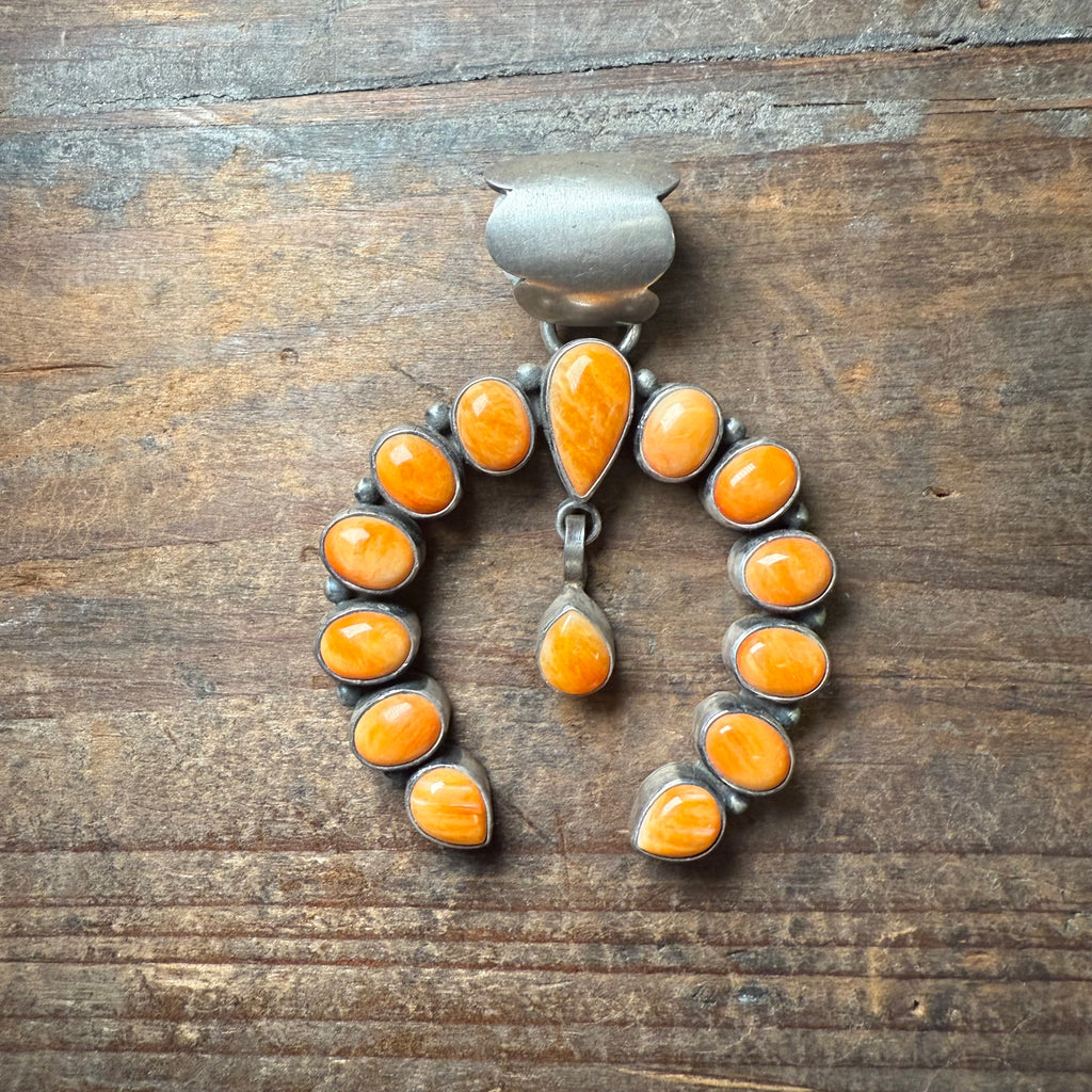 Orange Spiny Naja Genuine Necklace Pendant