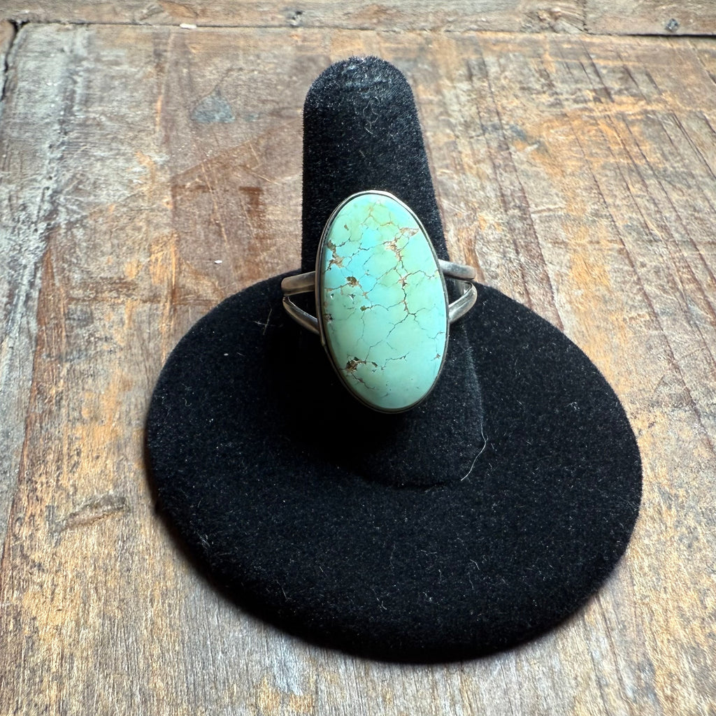 Oval Light Green Turquoise Genuine Ring size 8