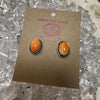 Oval Orange Spiny Post Stud Genuine Earring.1