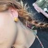 Oval Orange Spiny Post Stud Genuine Earring.