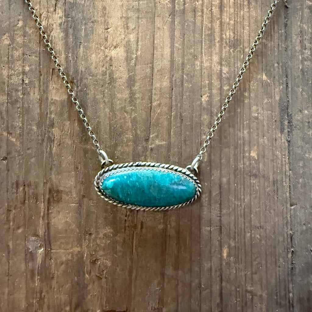 Oval Turquoise Genuine Necklace
