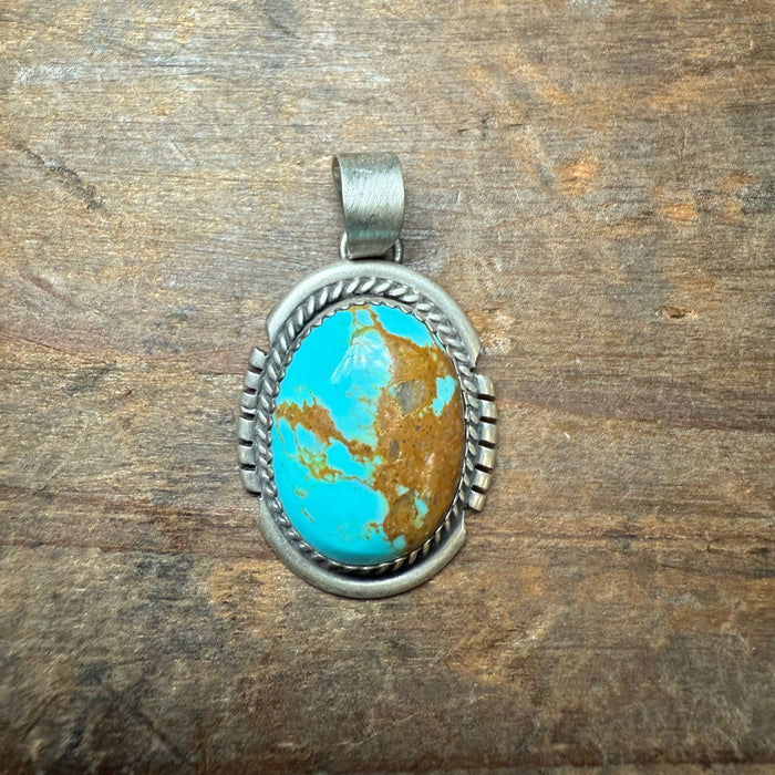 Oval Turquoise Lots of Matrix Genuine Necklace Pendant