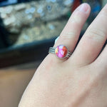Pink Dahlia with Braided Band Genuine Ring / size 5.5