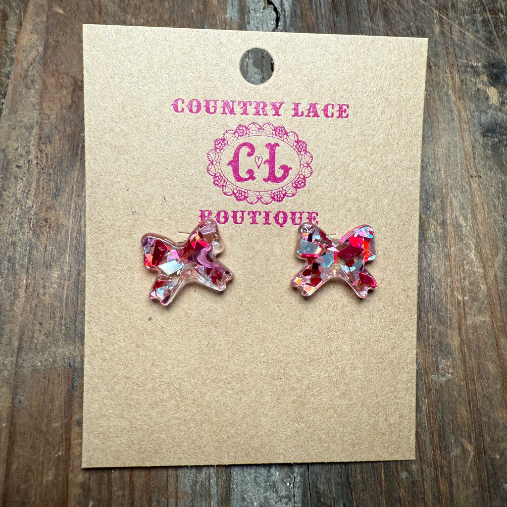 Pink Shiny Bow Fashion Earring