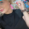 Pink Slab Dangle French Hook Genuine Earring