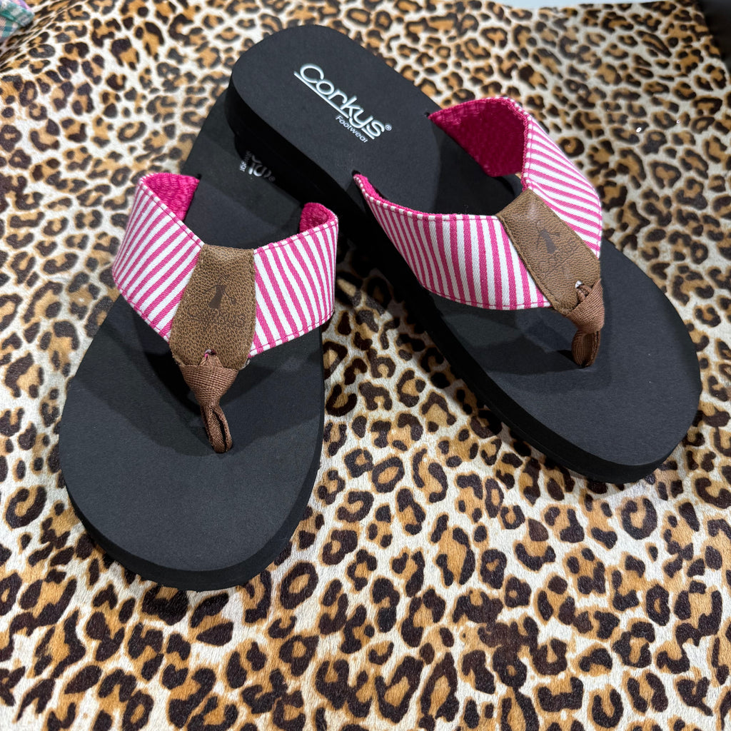 Pink & White Stripe Summer Break Corky Flip Flop
