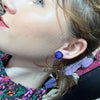 Purple Gold Post Stud Fashion Earring.