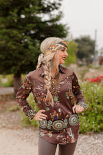 El Rodeo Brown Cowboy Rodeo Quincy Button Down Long Sleeve Top