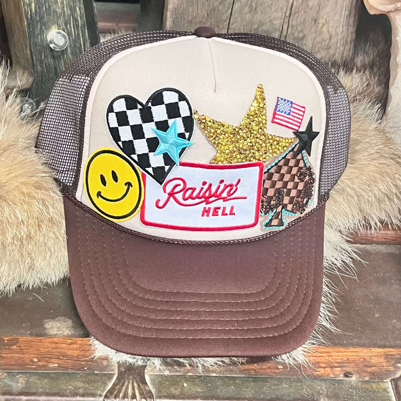 Raisin Hell Brown & Tan Custom Trucker Hat