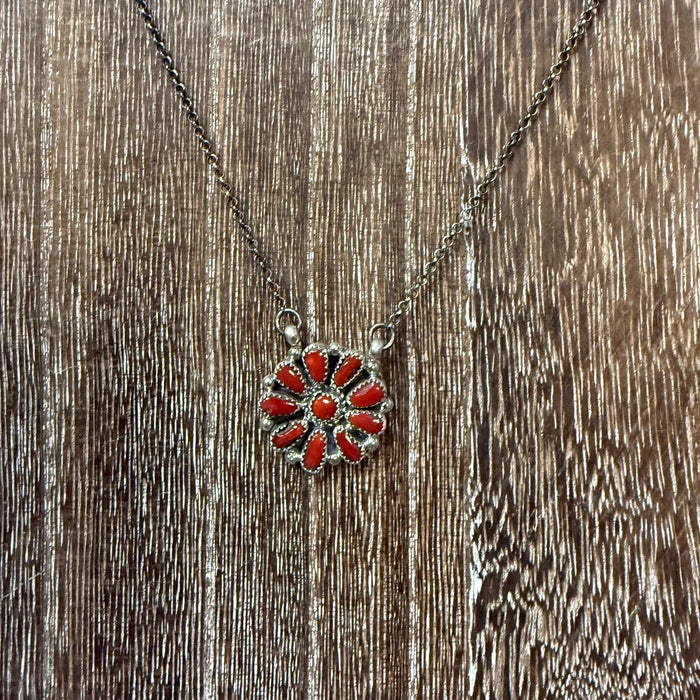Red Coral Cluster Genuine Necklace