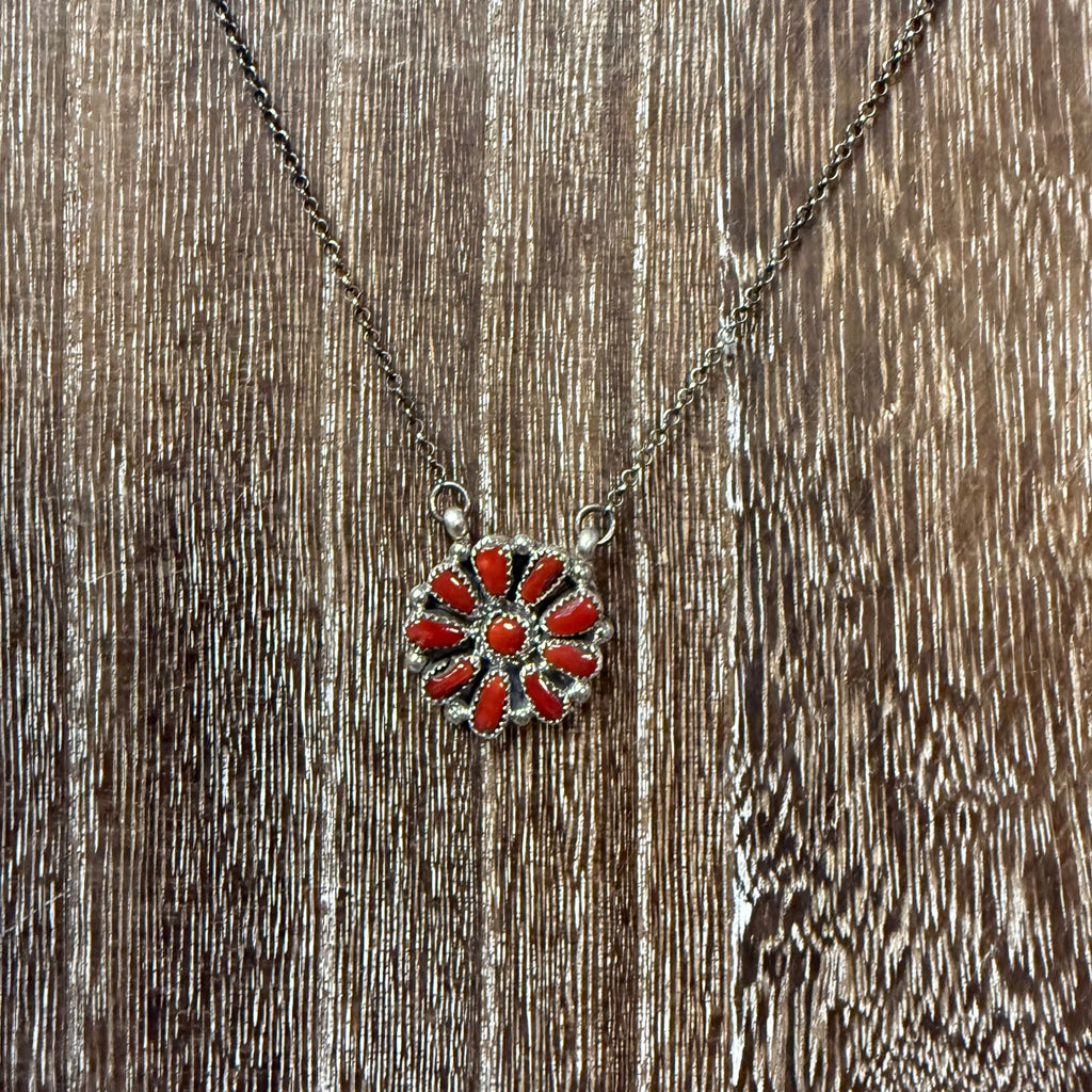 Red Coral Cluster Genuine Necklace