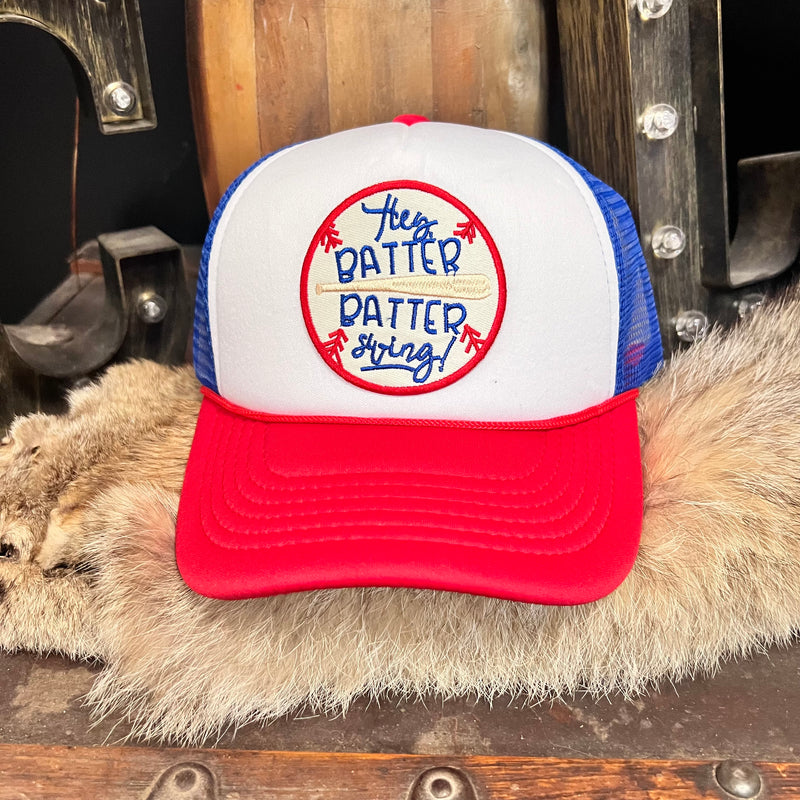 Red White & Blue Batter Batter Custom Trucker Hat