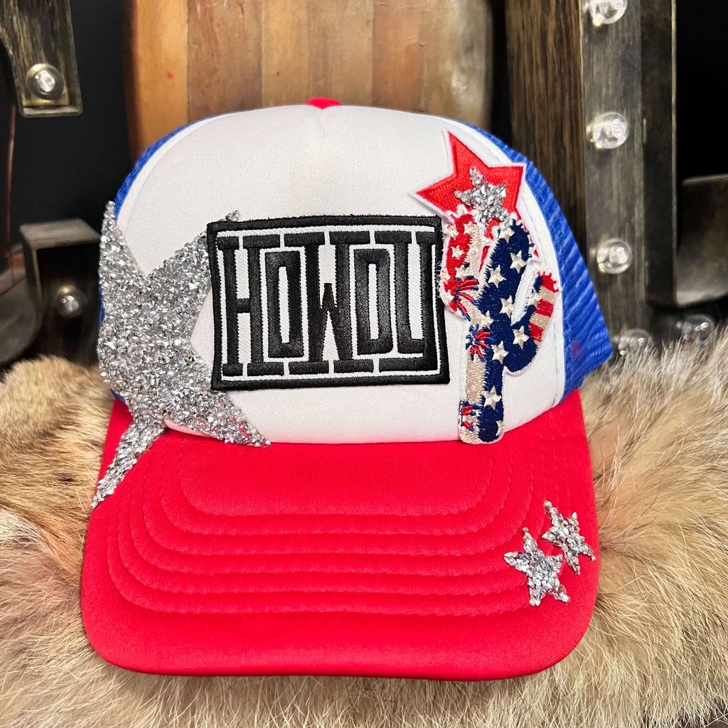 Red White & Blue Howdy Custom Trucker Hat