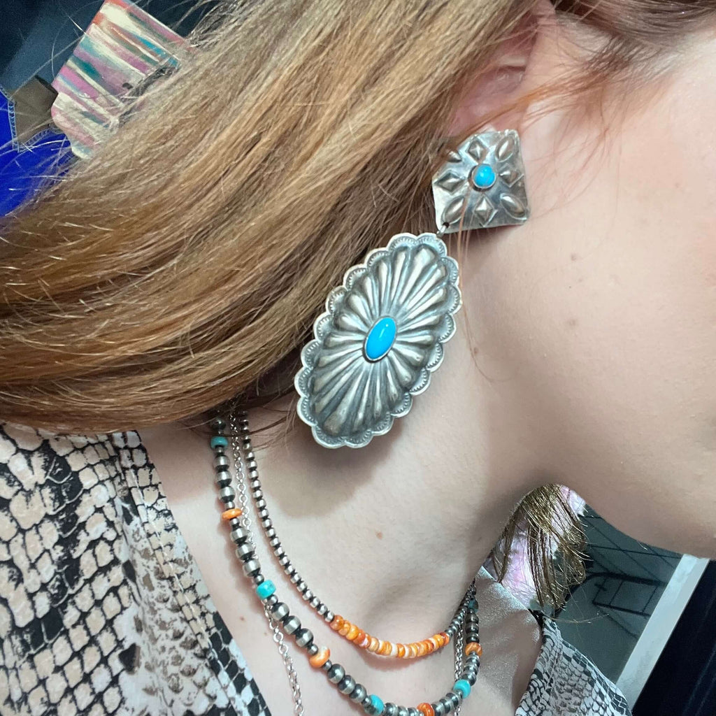 Rita Lee Concho Turquoise Genuine Post Earring - Country Lace Boutique