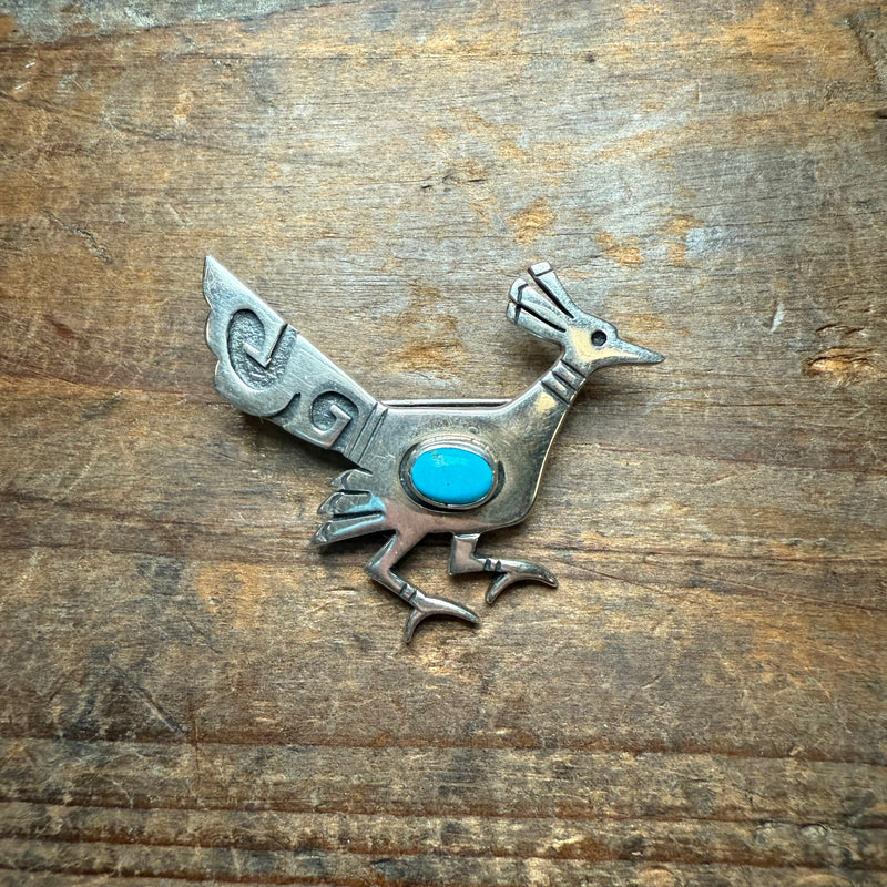 Road Runner with Turquoise Hat Genuine Pin/Broach or Pendant