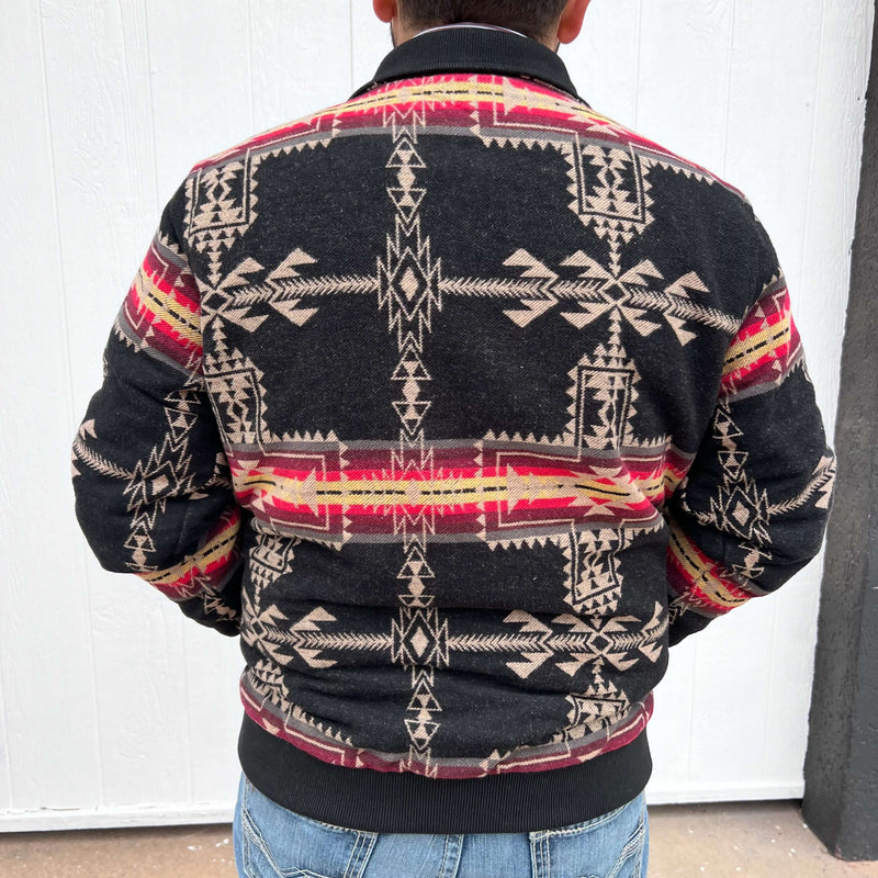 Rock & Roll Black Aztec Jacquard Bomber Jacket 1