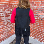 Rock & Roll Denim n Women's Black Studded Fringe Vest 5