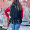 Rock & Roll Denim n Women's Black Studded Fringe Vest 77