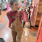 Rock & Roll Pink Quirky Conversational Mesh Long sleeve Top