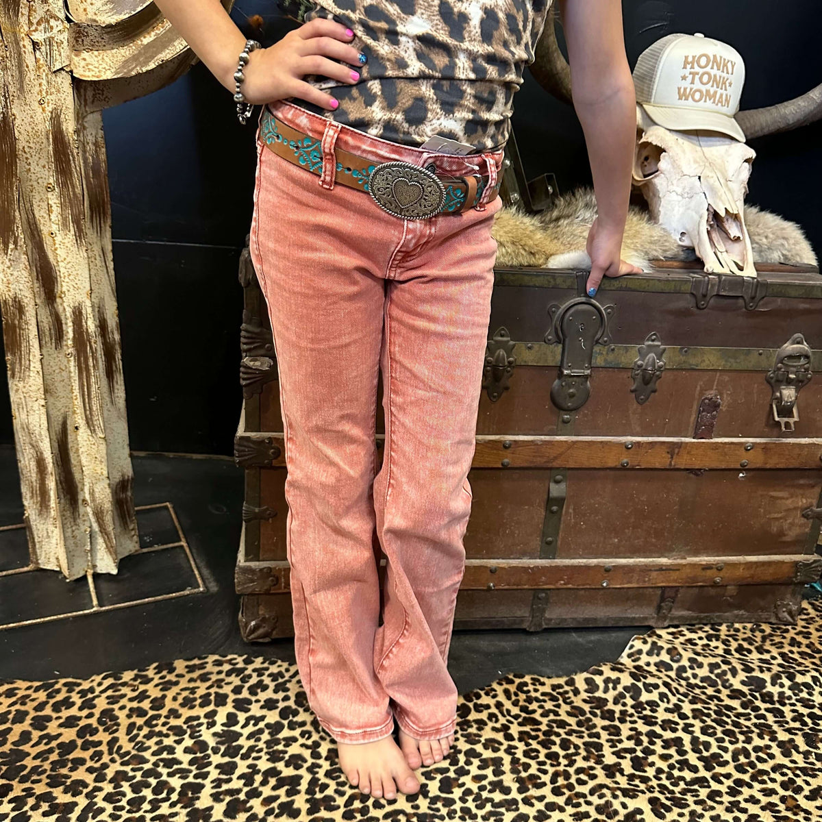 Rock & Roll Rust Girls Bargain Button Flare Jeans