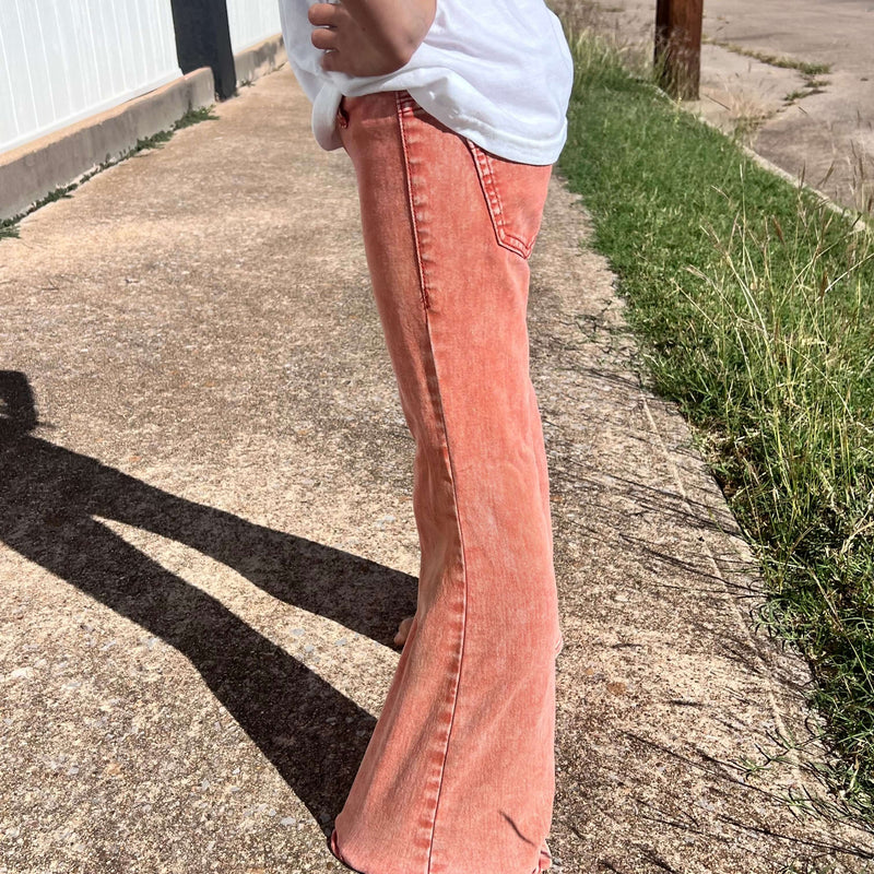 Rock & Roll Rust Girls Bargain Button Flare Jeans 2