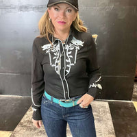 Rodeo Quincy Veronica Black Button up Long Sleeve Top 4
