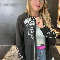 Rodeo Quincy Veronica Black Button up Long Sleeve Top 5