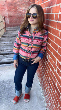 Rose Pink Serape Button Down Tasha Polizzi4