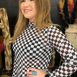 Round The Track Black Checkered Mesh Long sleeve Top4