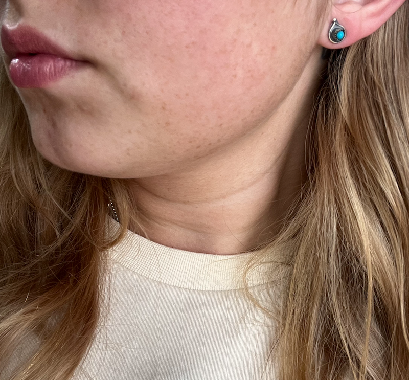 Teardrop Turquoise Stud Patina Genuine Earring