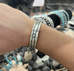 Stamped Thick Bangle Sterling Silver Bracelet