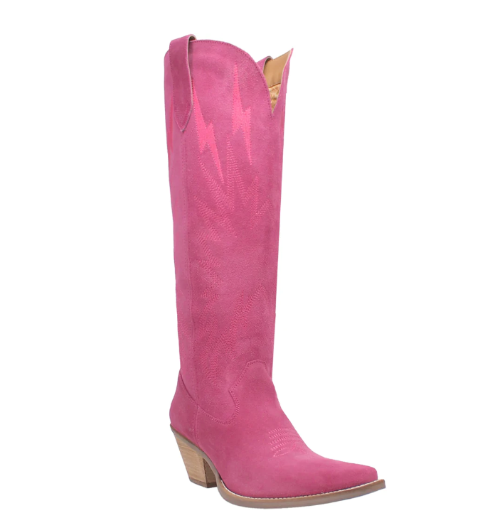 Pink Rough Out Lightening Thunder Road High Dingo Boot