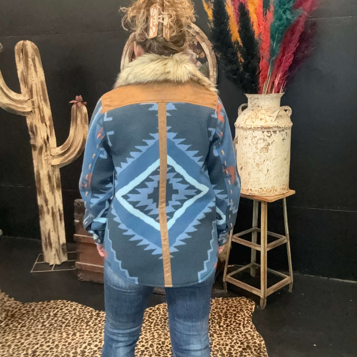 Short Leah Coat Navy Fur Tasha Polizzi Jacket6