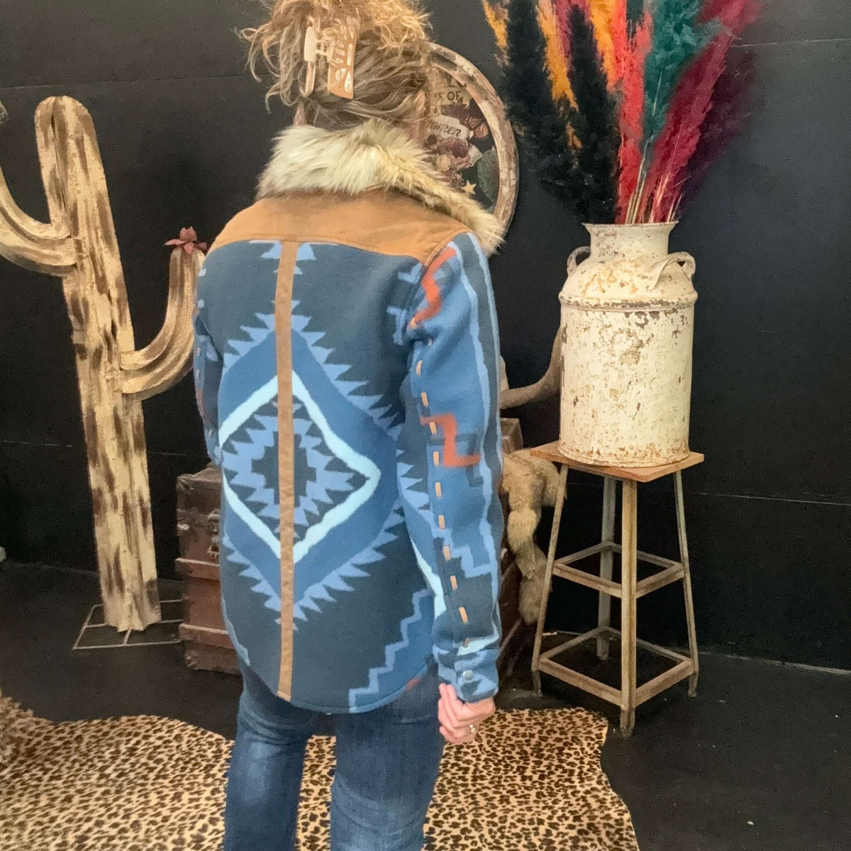 Short Leah Coat Navy Fur Tasha Polizzi Jacket7