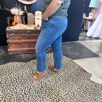 Shy Girl Medium Wash High Rise Crop Flare Daze Jeans 1